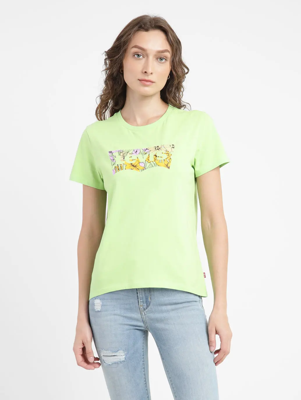 Women's Graphic Print Round Neck T-Shirt Green 1