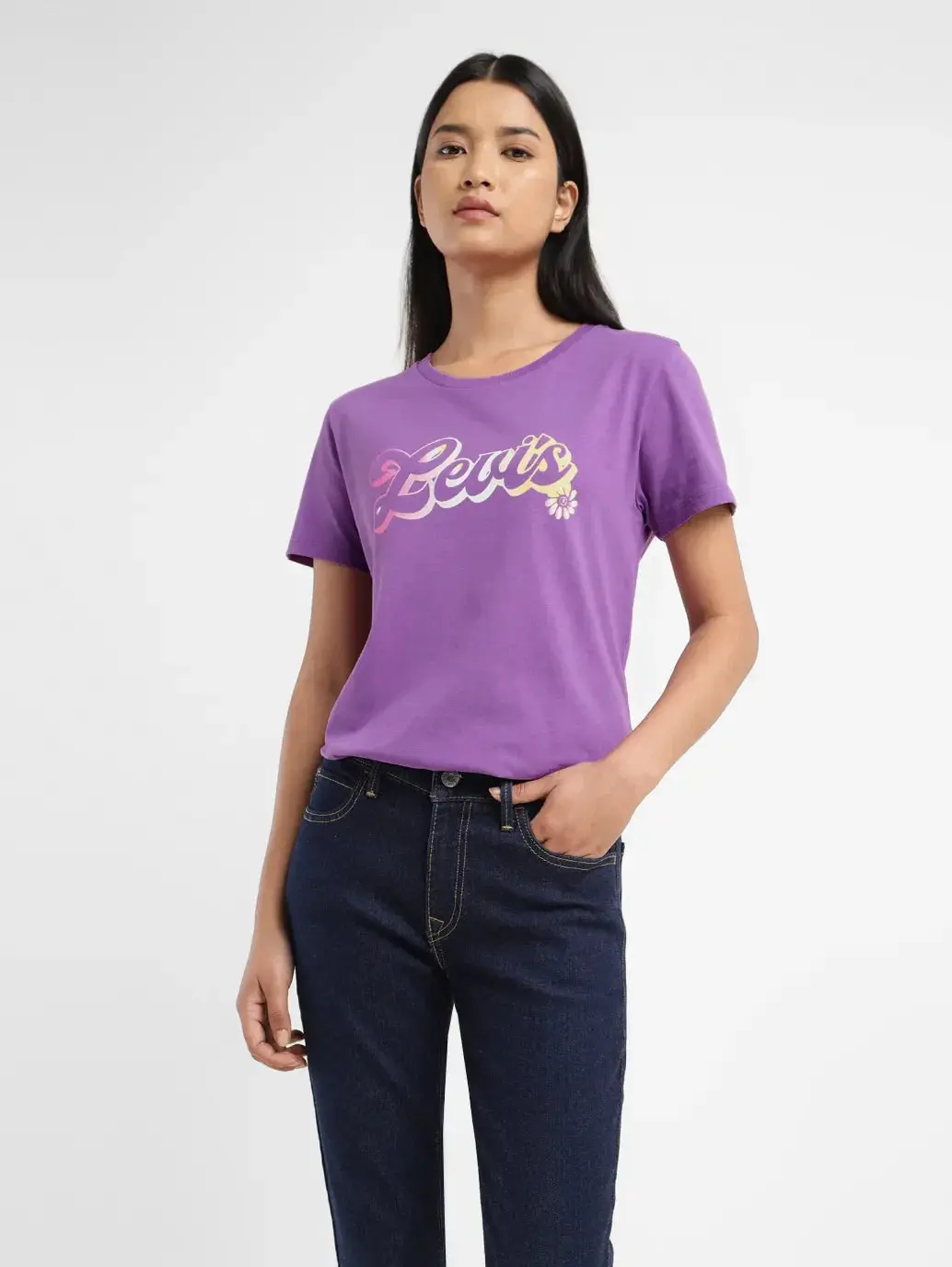 Women's Brand Logo Crew Neck T Shirt 1