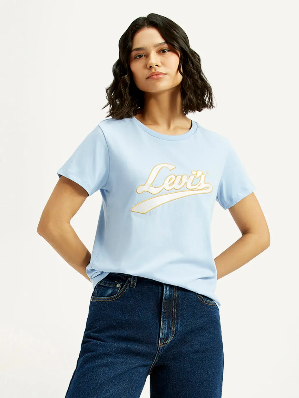 Women's Brand Logo Round Neck T-Shirt 1