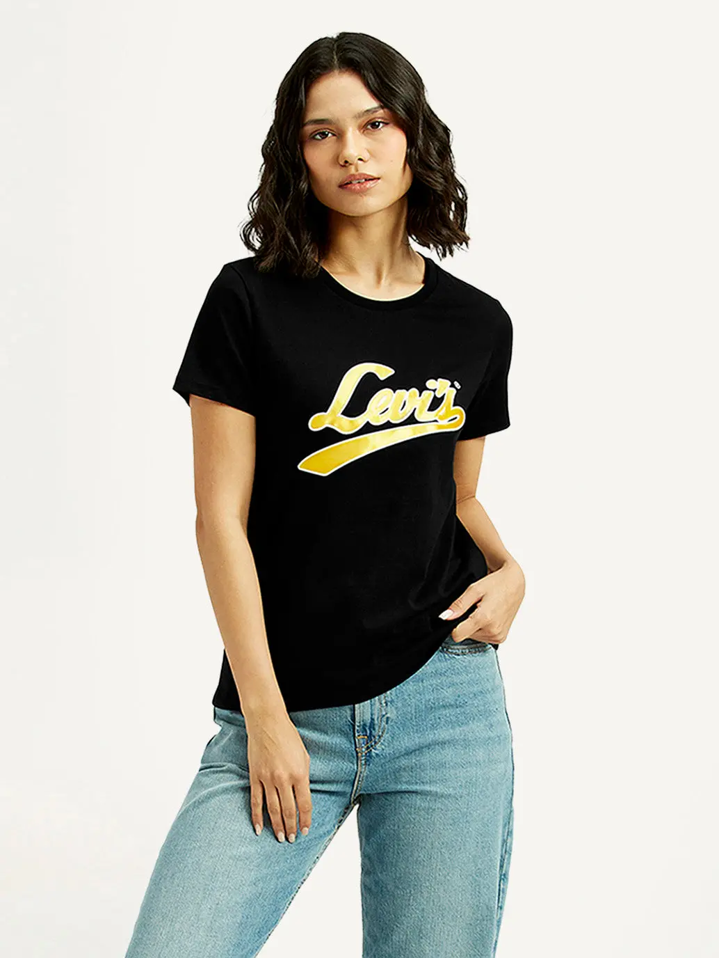 Women's Brand Logo Round Neck T-Shirt 1