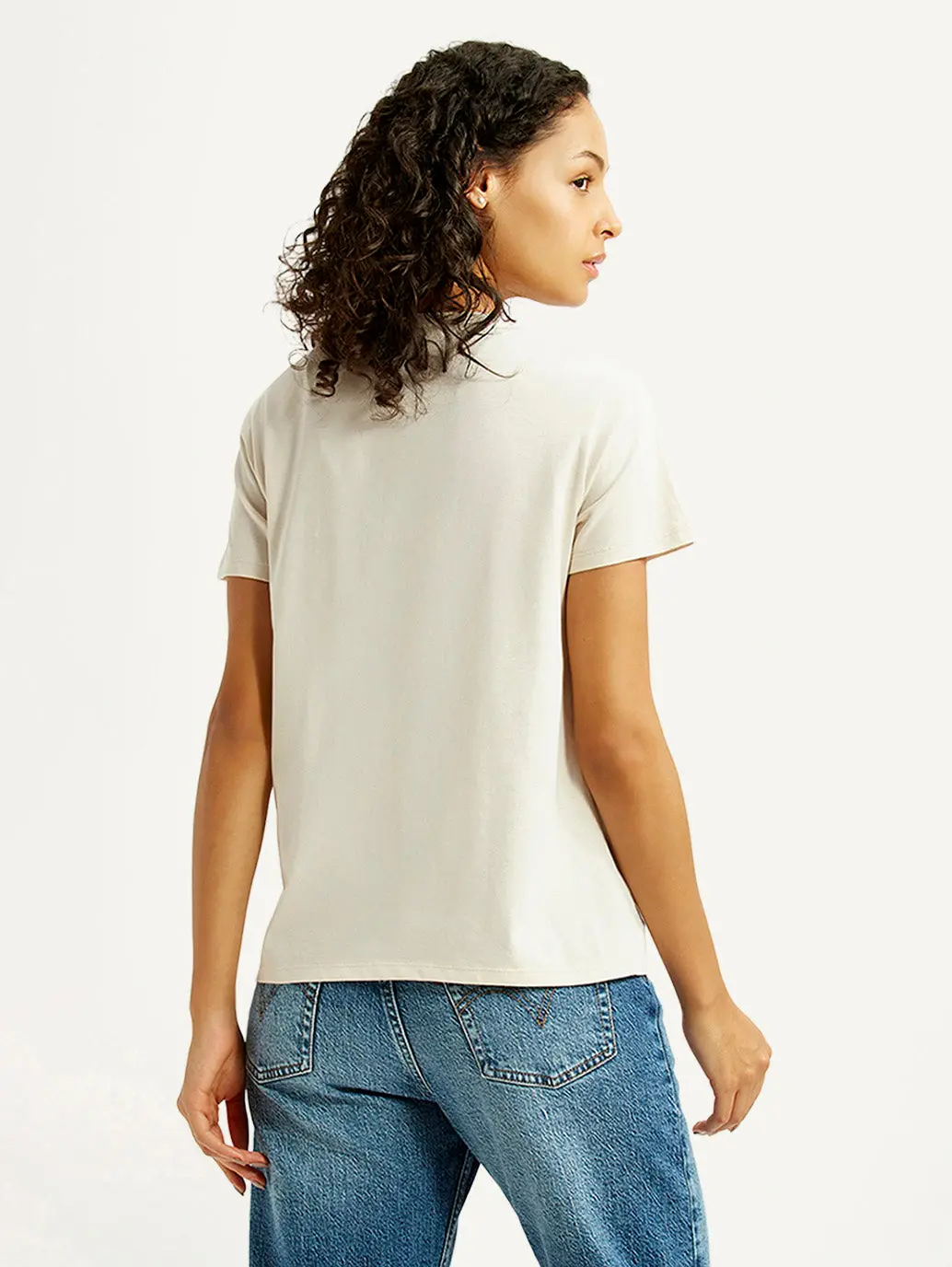 Women's Brand Logo Off White Crew Neck T-Shirt 2