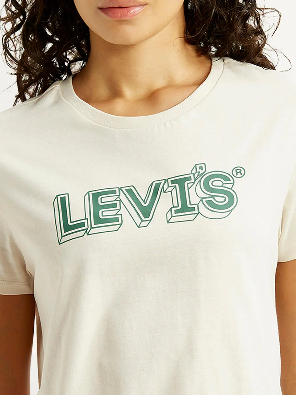 Women's Brand Logo Off White Crew Neck T-Shirt 4