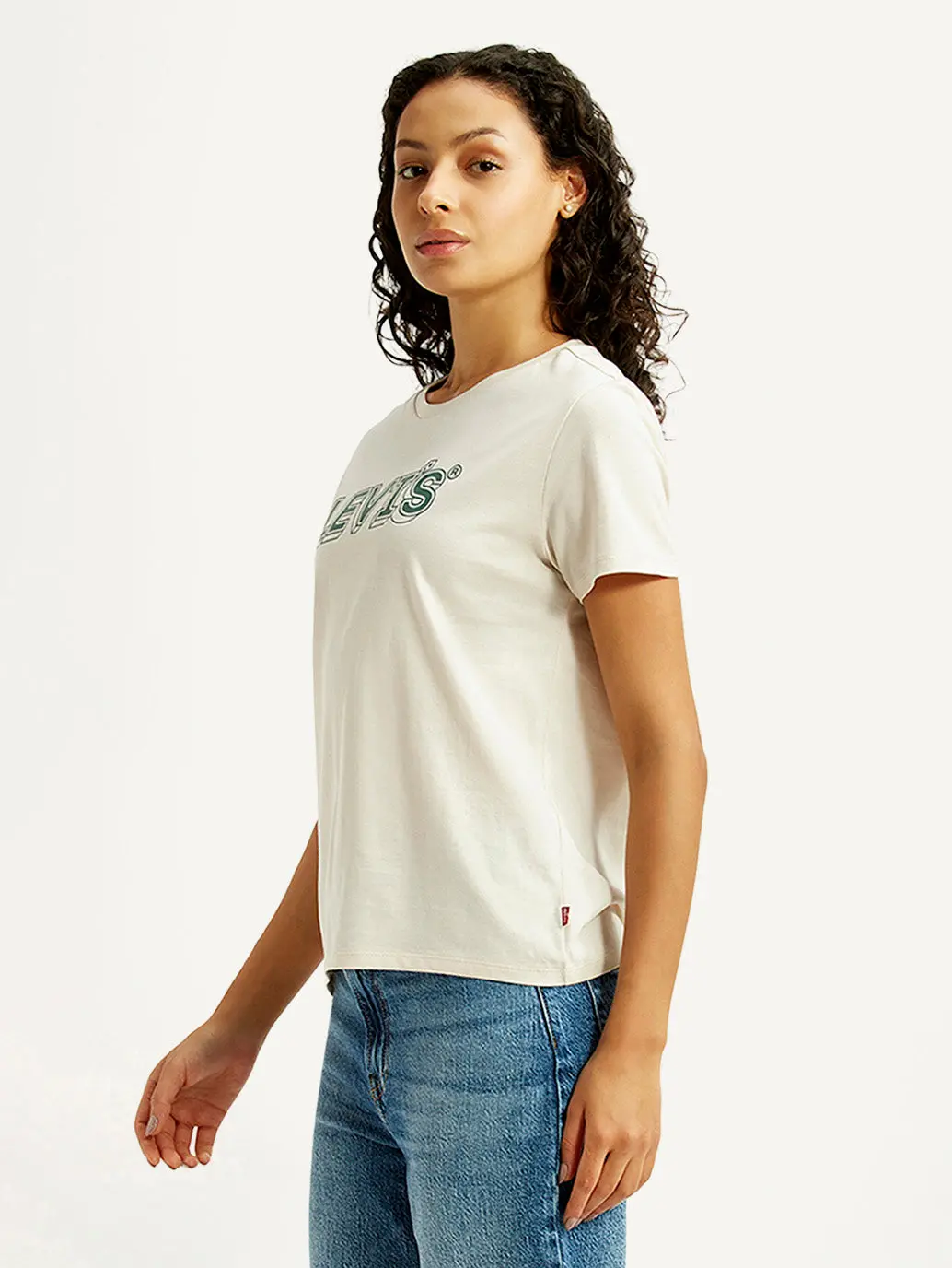 Women's Brand Logo Off White Crew Neck T-Shirt 3