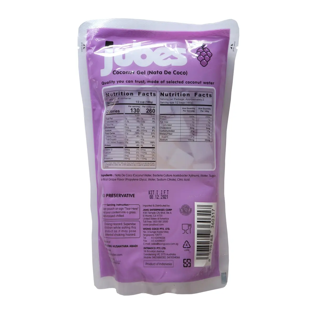 Wong Coco Jubes Grape 360G 2