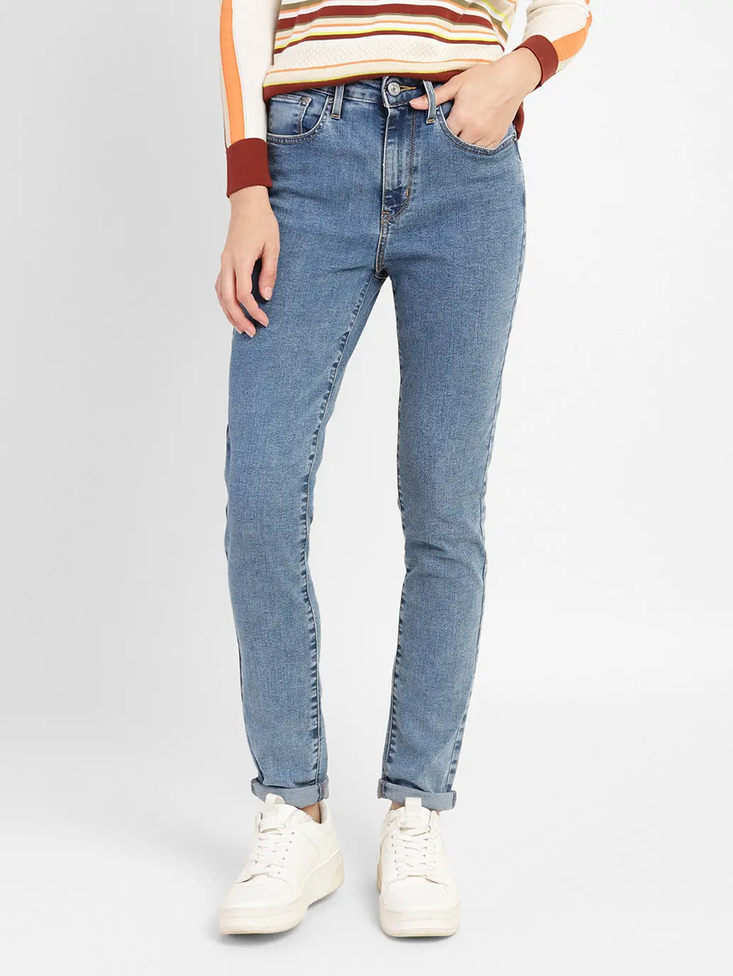 Women's 721 Blue Skinny Fit High Rise Jeans 1