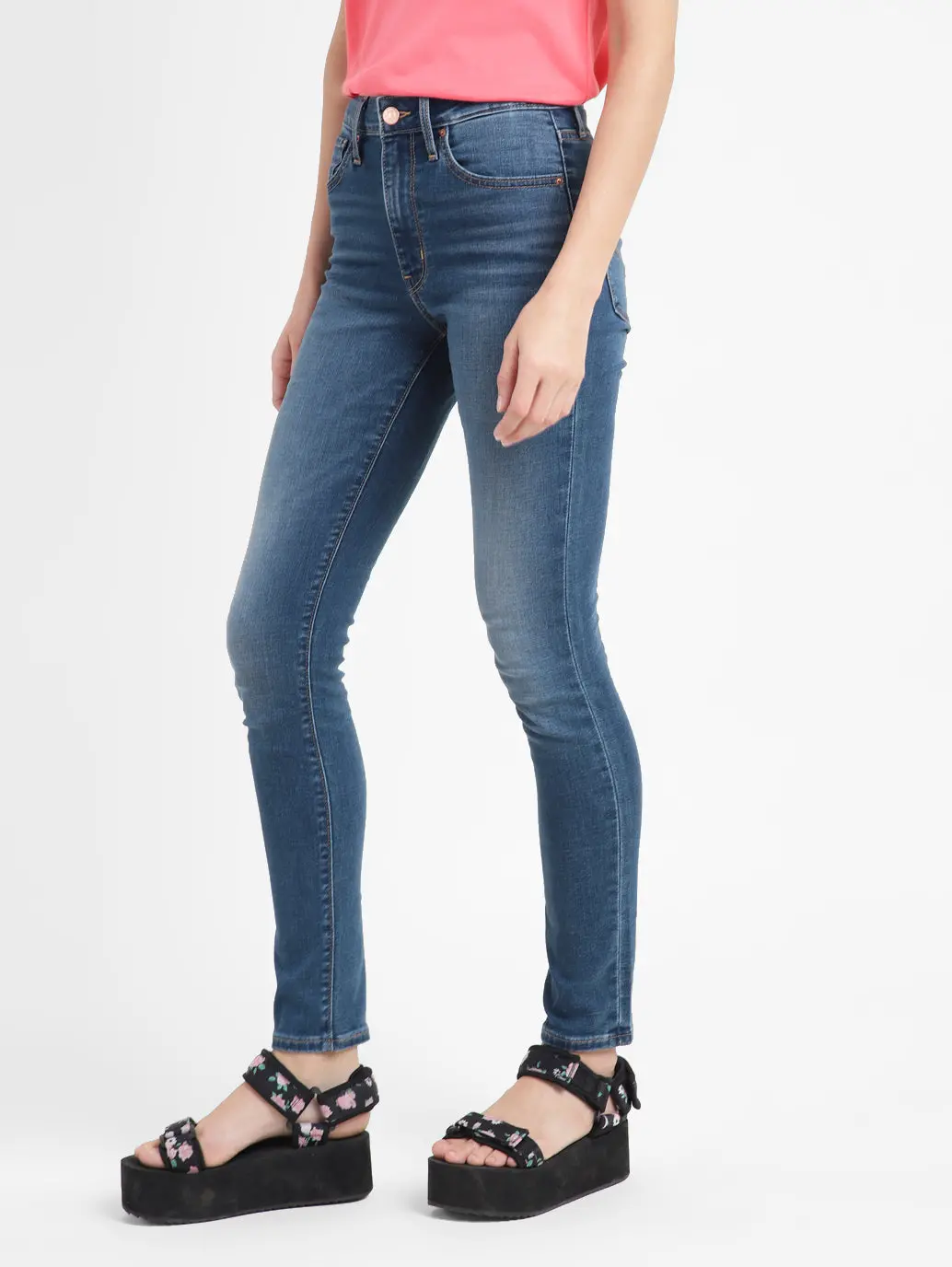 Women's 721 Blue Skinny Fit High Rise Jeans 5