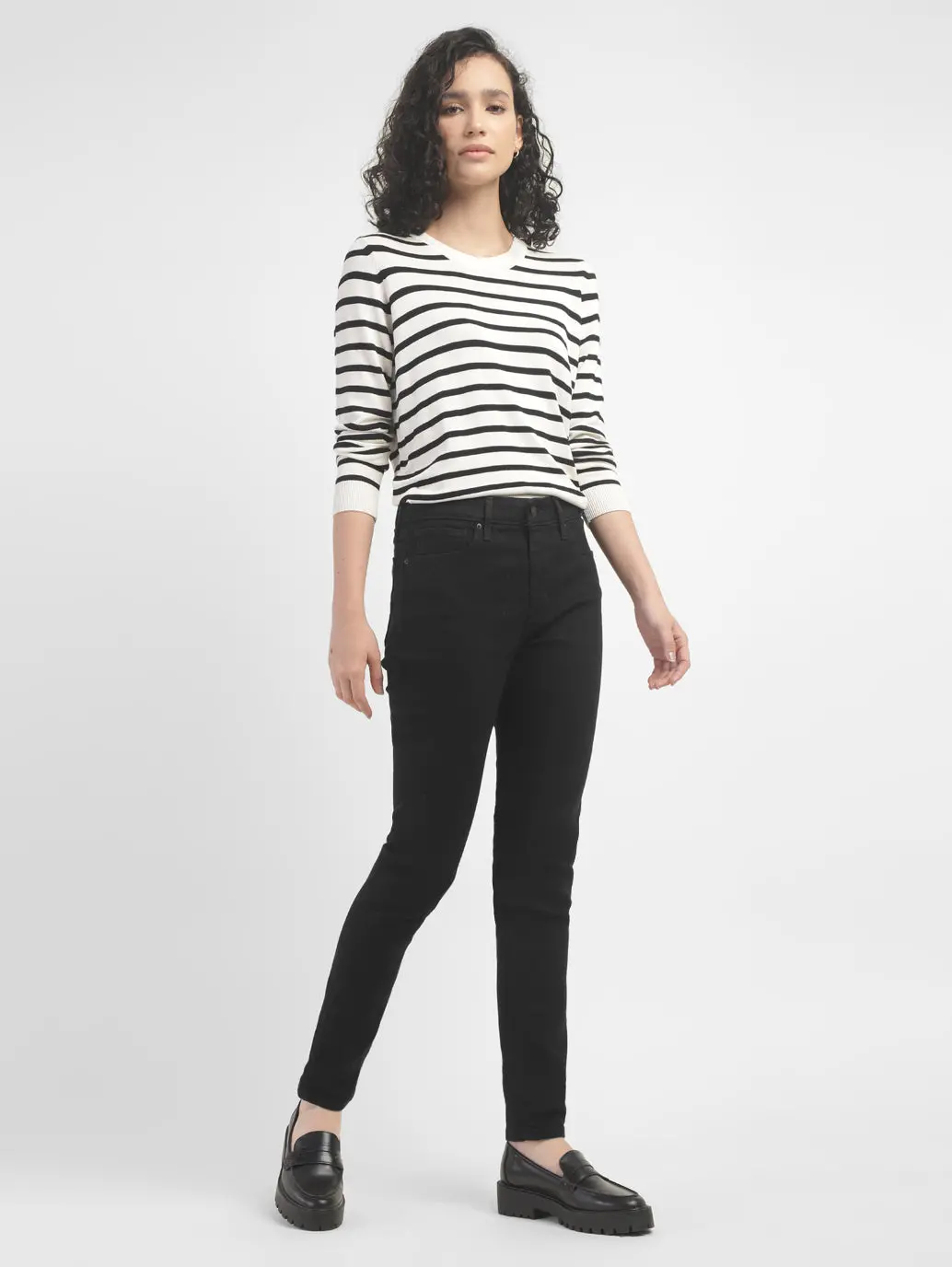 Women's 721 Black Skinny Fit High Rise Jeans 1