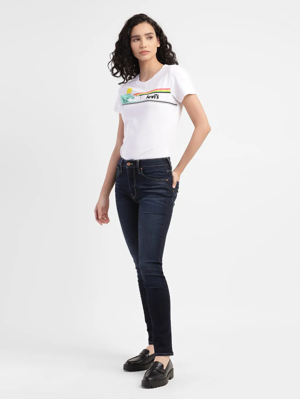 Women's 721 Blue Skinny Fit High Rise Jeans 1