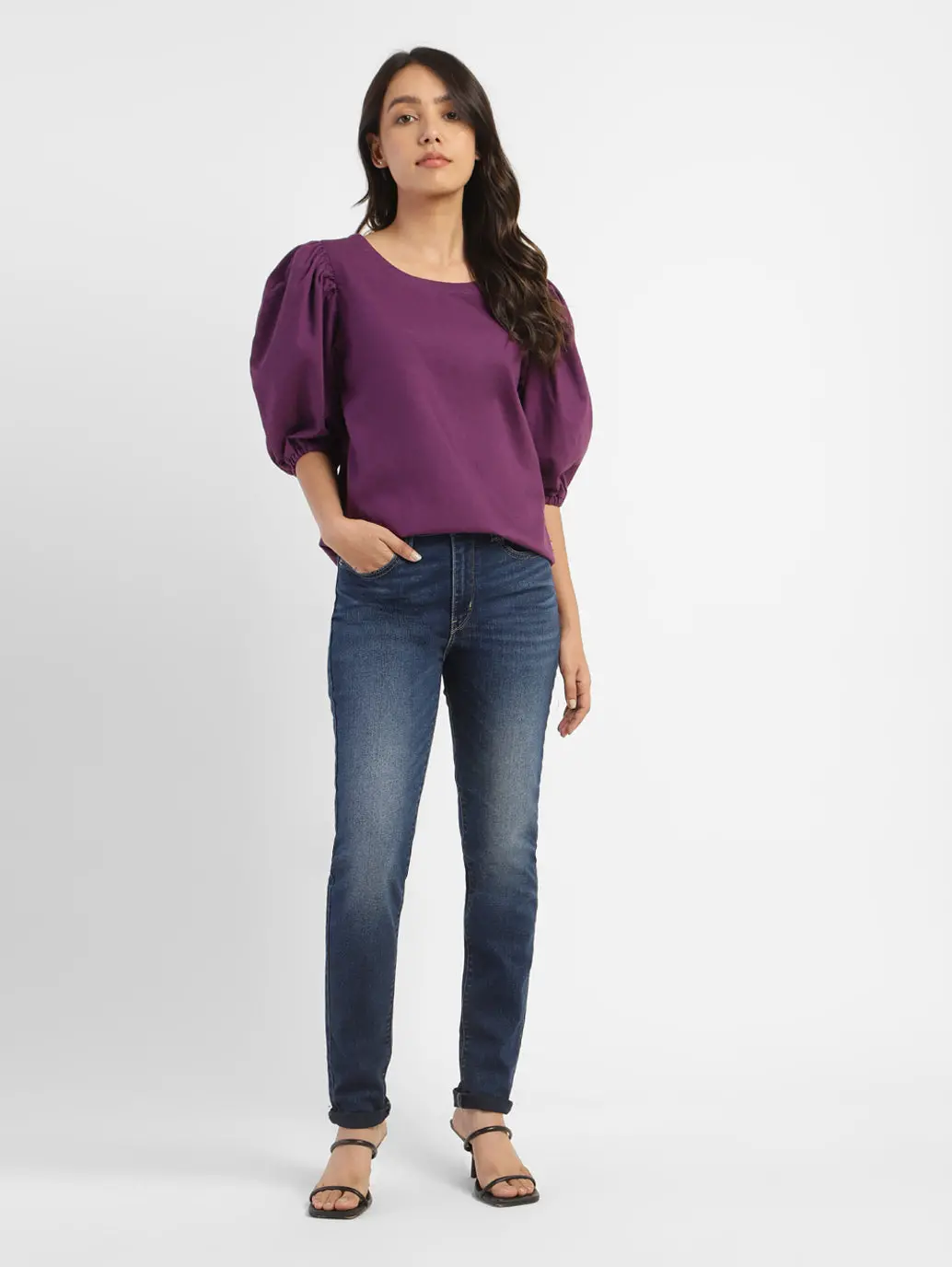 Women's 721 Blue Skinny Fit High Rise Jeans 1