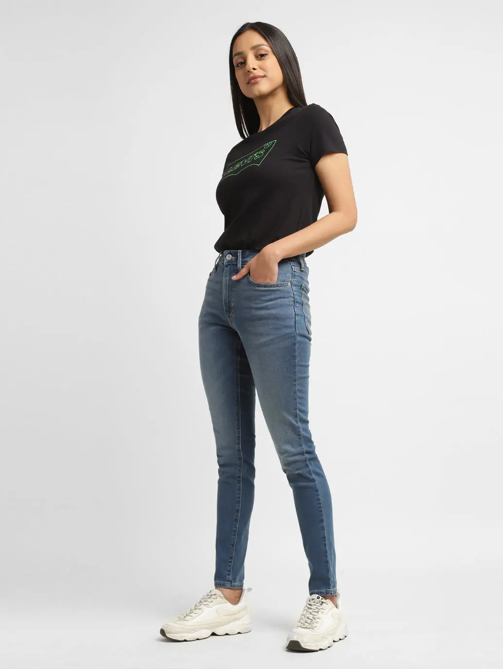Women's 721 Blue Skinny Fit Mid Rise Jeans 1