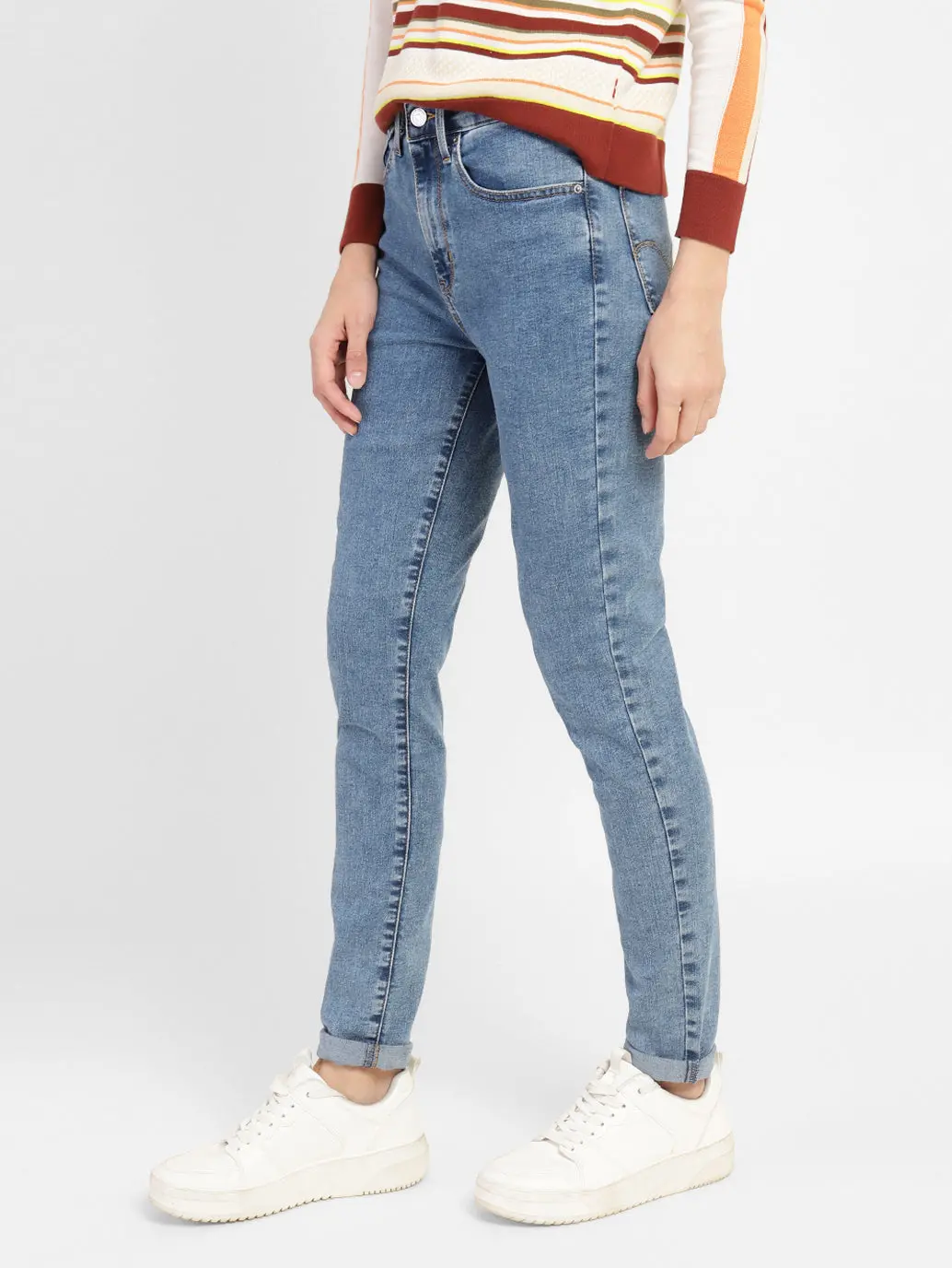 Women's 721 Blue Skinny Fit High Rise Jeans 5