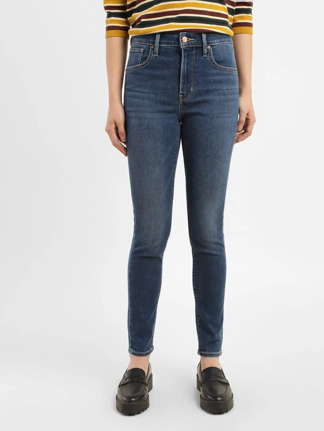 Women's 721 Blue Skinny Fit High Rise Jeans 1