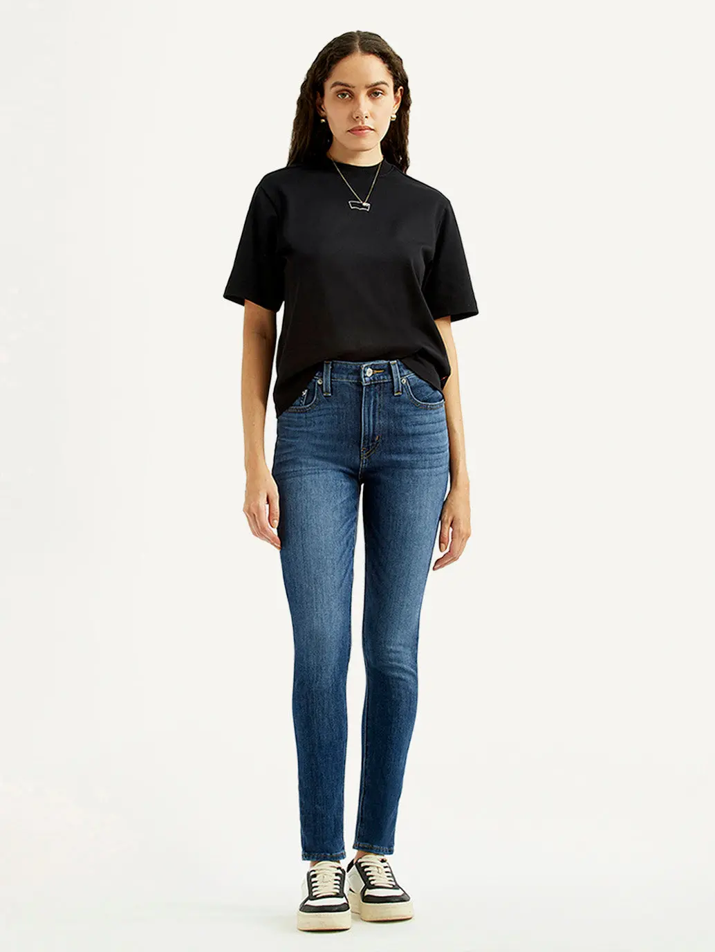 Women's Dark Indigo Skinny Fit High Rise Jeans 1