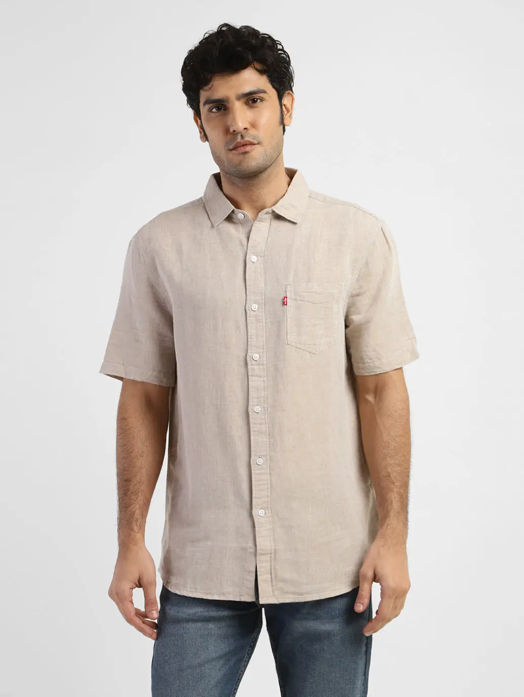 Men's Solid Slim Fit Linen Shirt 1