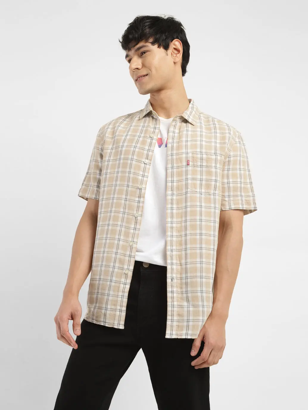 Men's Checkered Slim Fit Linen Shirt 2