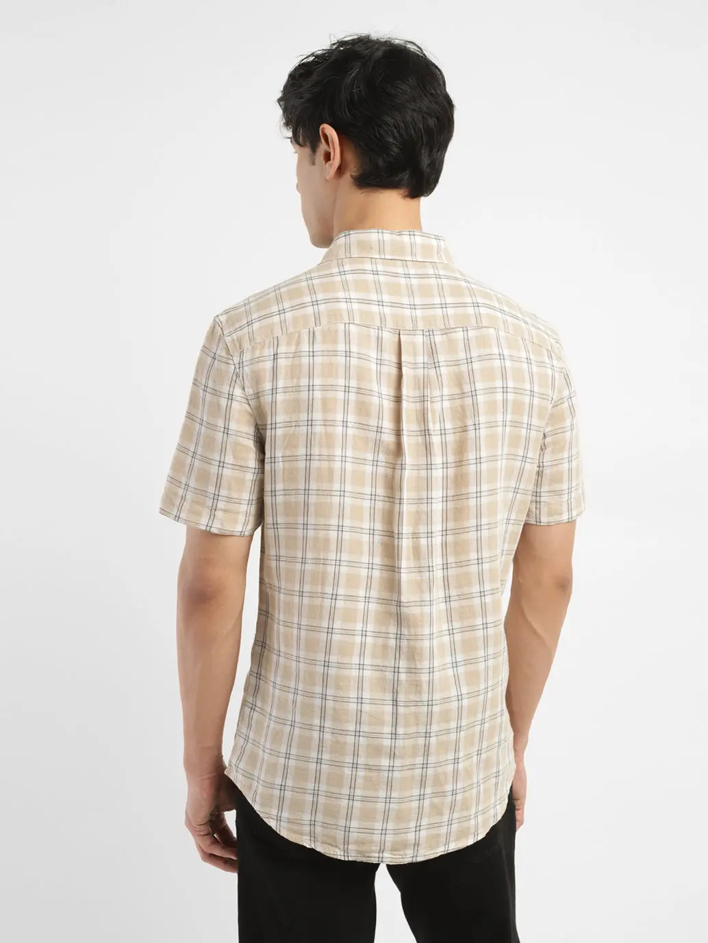 Men's Checkered Slim Fit Linen Shirt 3