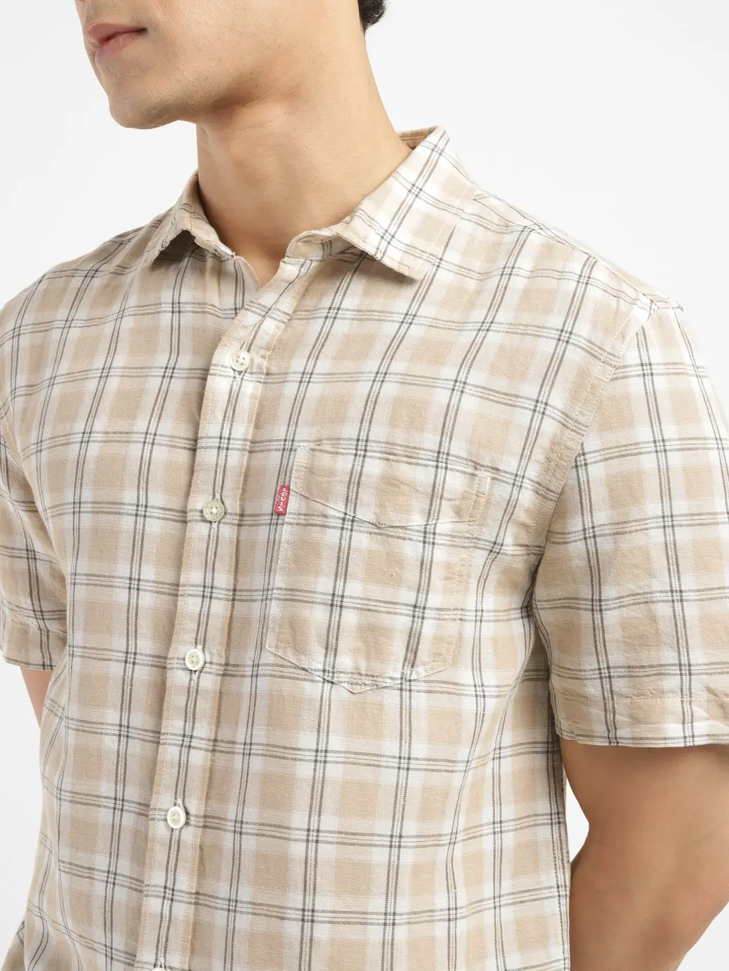 Men's Checkered Slim Fit Linen Shirt 5