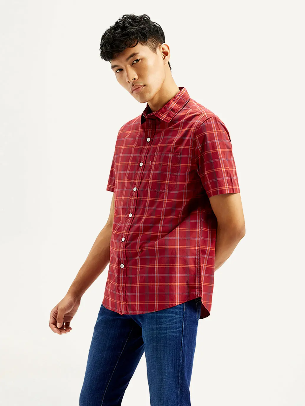 Men's Checkered Spread Collar Shirt 1