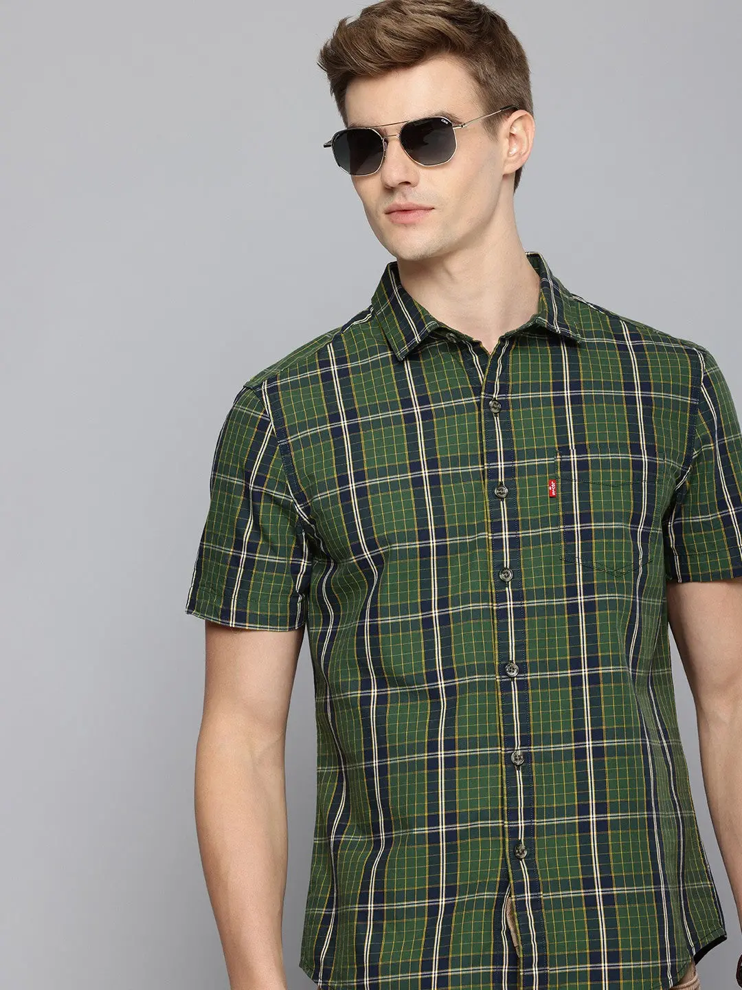 Men's Checkered Spread Collar Shirt 1