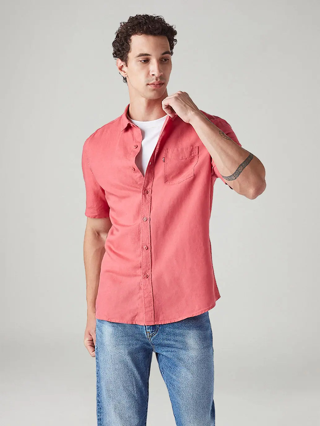 Men's Solid Slim Fit Linen Shirt 1