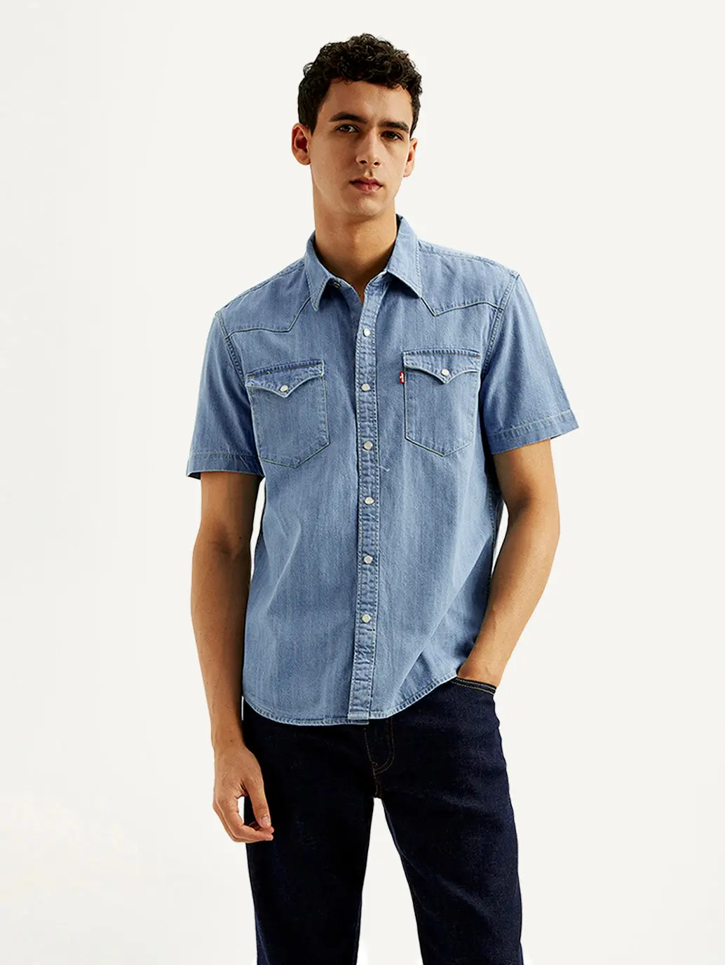 Men's Solid Slim Fit Denim Shirt 1
