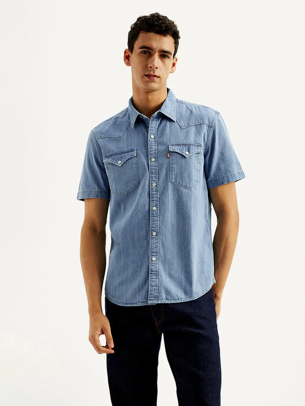 Men's Solid Slim Fit Denim Shirt 5