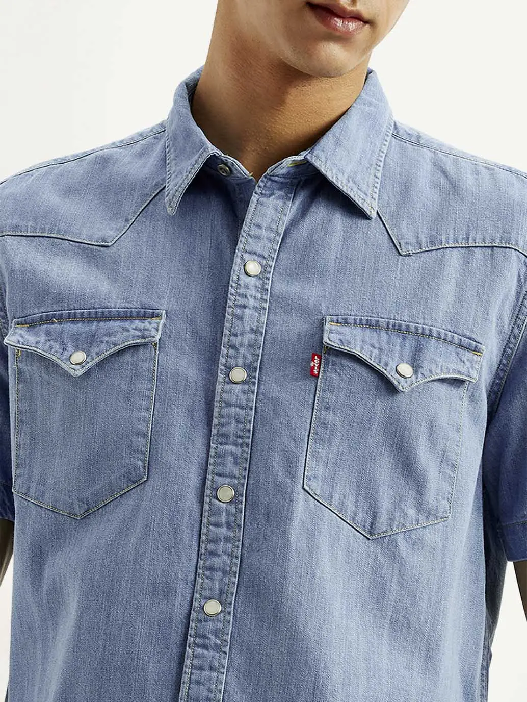 Men's Solid Slim Fit Denim Shirt 3