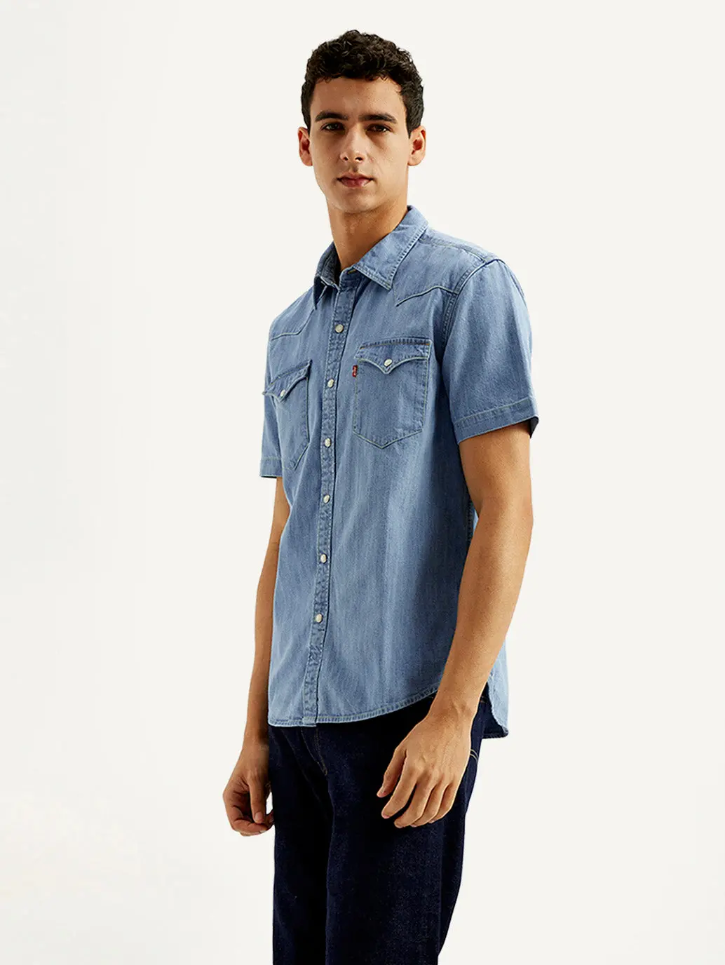 Men's Solid Slim Fit Denim Shirt 4