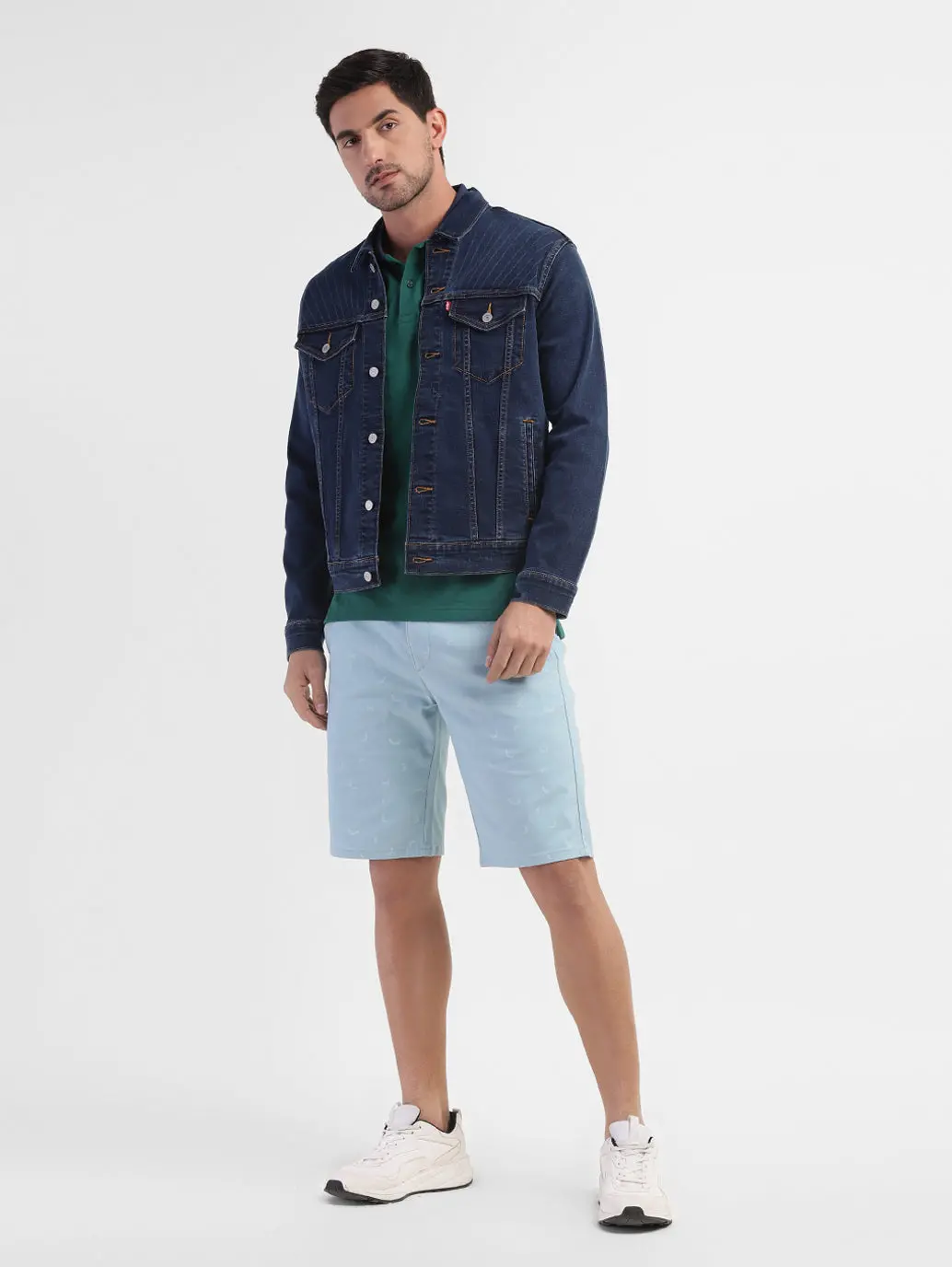 Men's Solid Spread Collar Denim Jacket 1