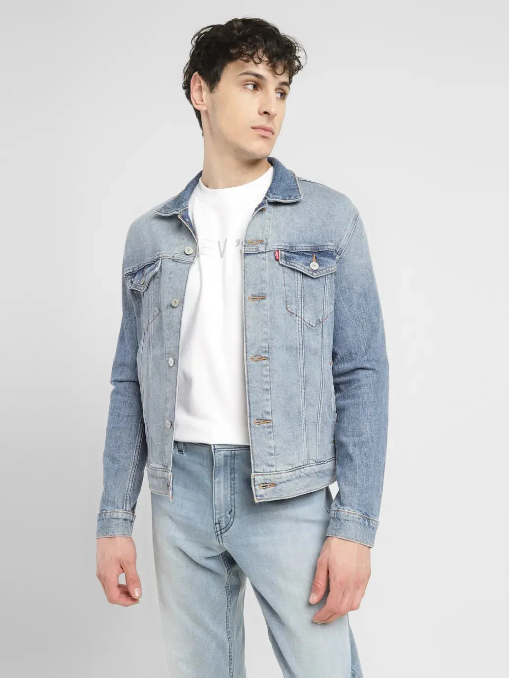 Men's Solid Spread Collar Denim Jacket 1