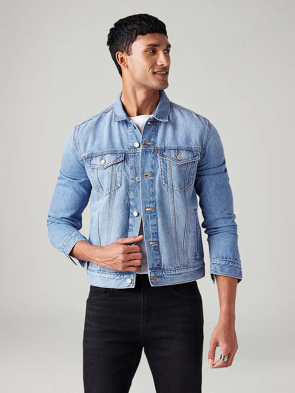 Men's Solid Regular Fit Denim Jacket 1