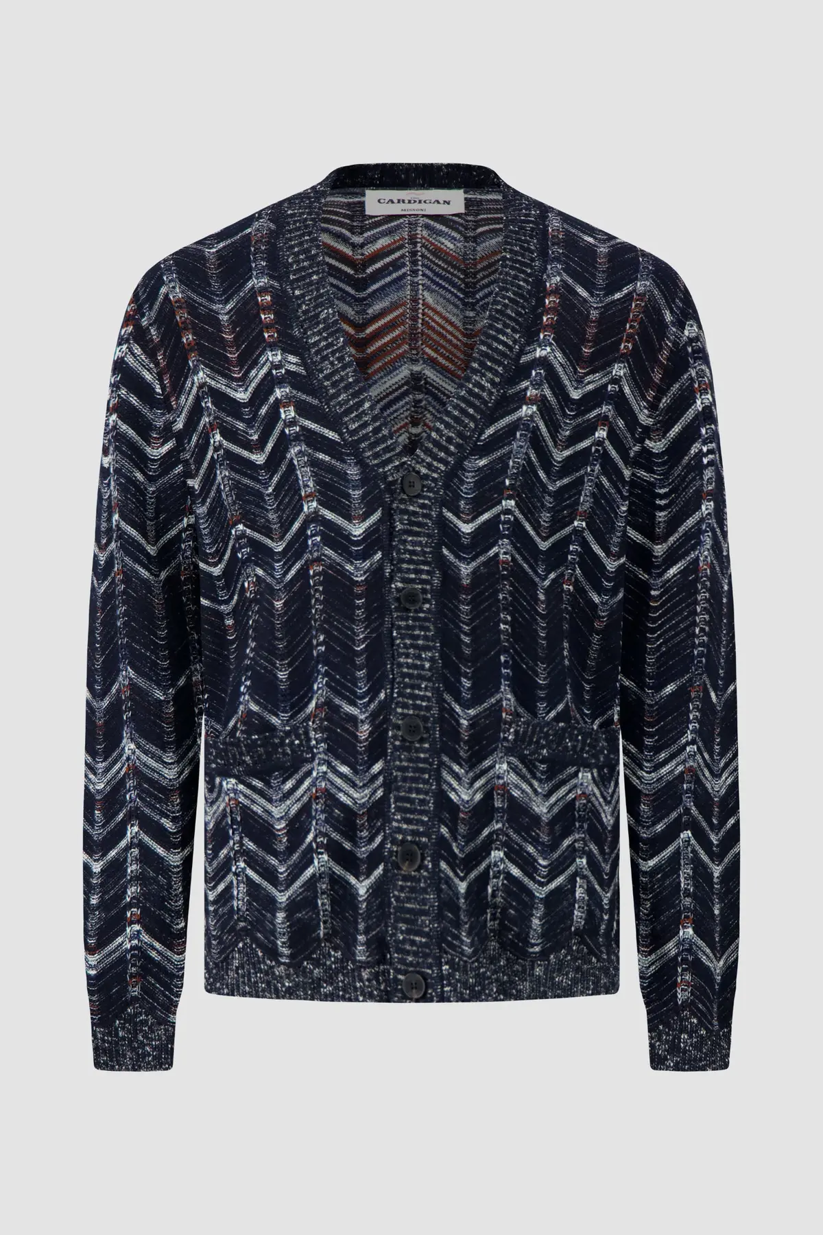 Missoni Cotton Chevron Cardigan With Ribbed Trims 1