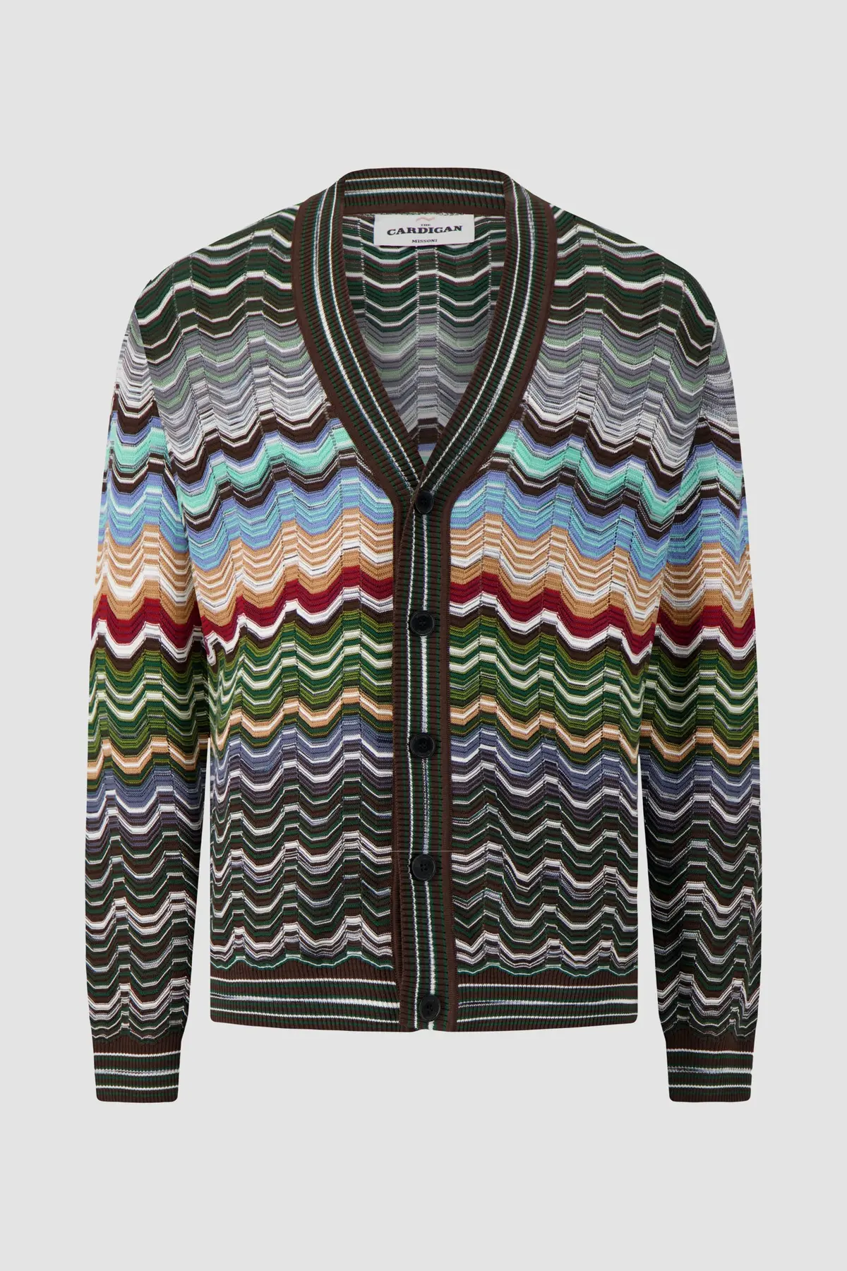 Missoni Cotton And Viscose Chevron Cardigan With Greek Motif 1