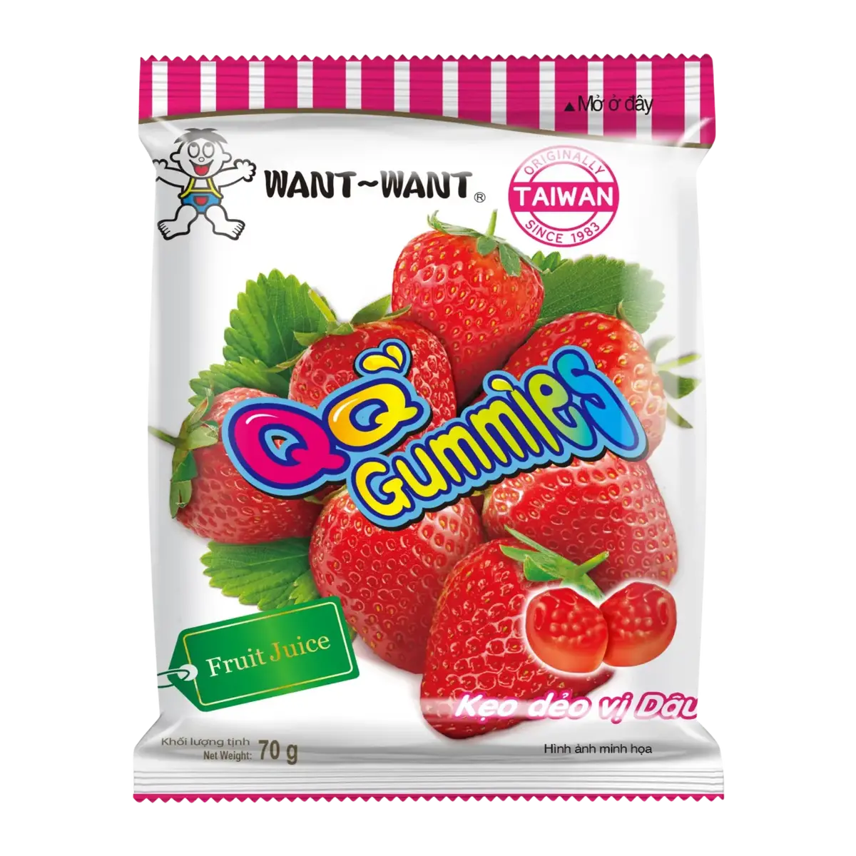 Want Want Qq Gummies Strawberry Flavour 70G 1