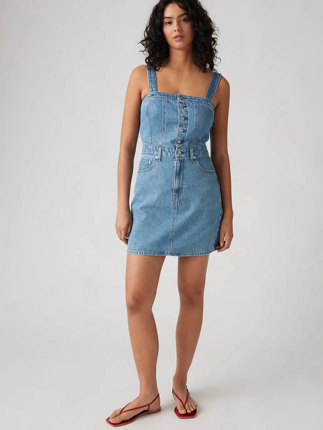 Women's Solid Light Blue Dress 2