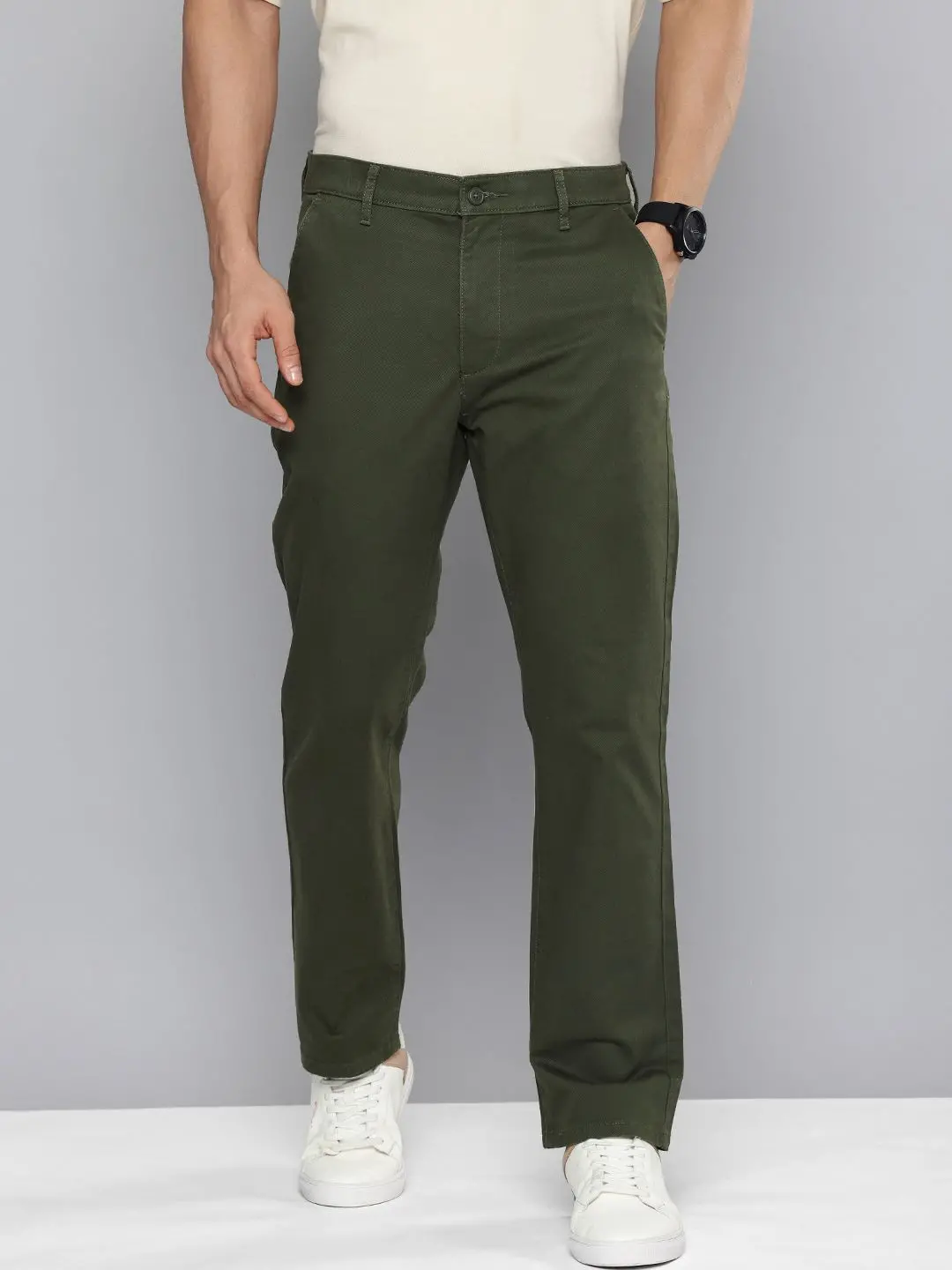 Men's Green Tapered Chinos 1