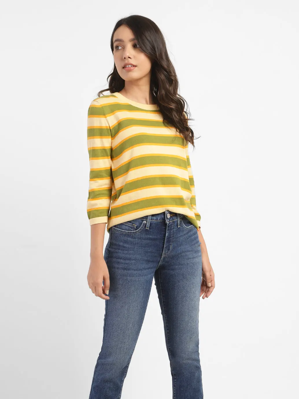 Women's Striped Round Neck Sweater 1
