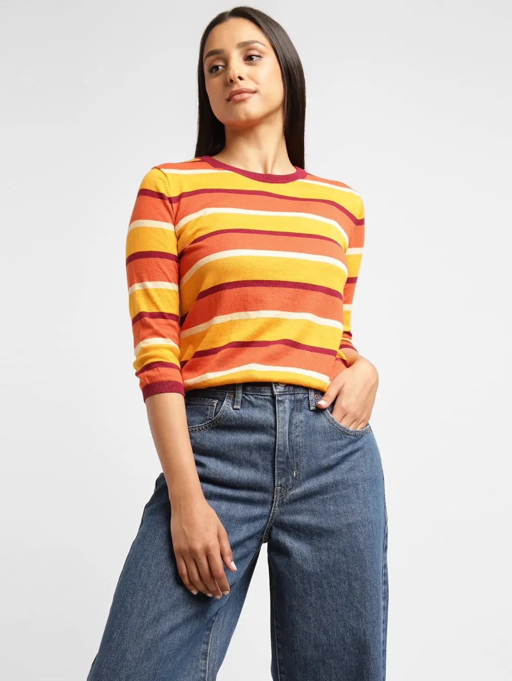 Women's Striped Crew Neck T-Shirt 1