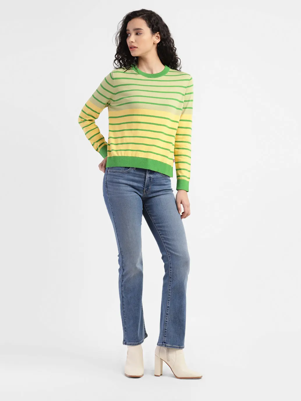 Women's Striped Multicolor Crew Neck Sweater 1