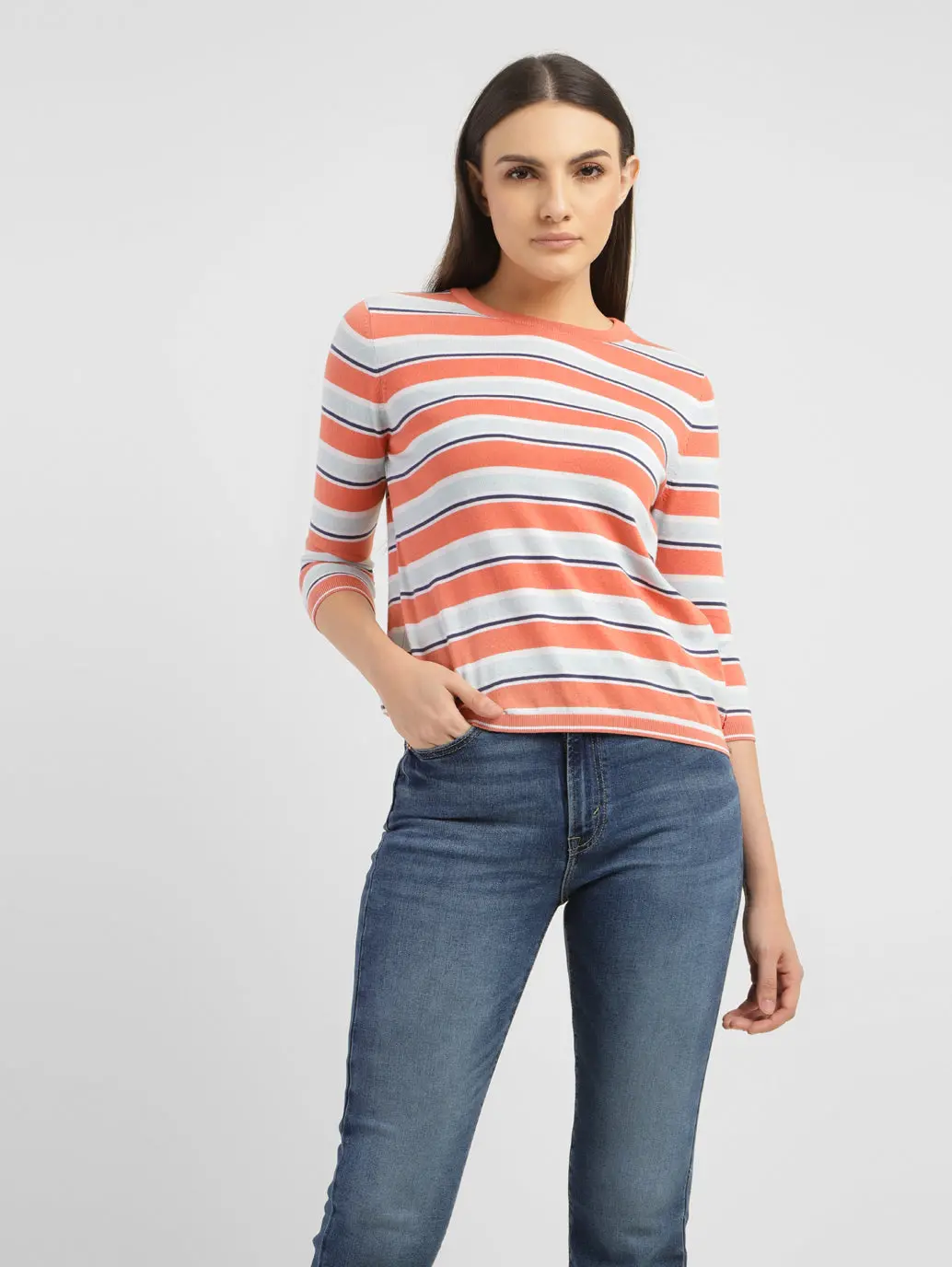 Women's Striped Crew Neck T-Shirt 1