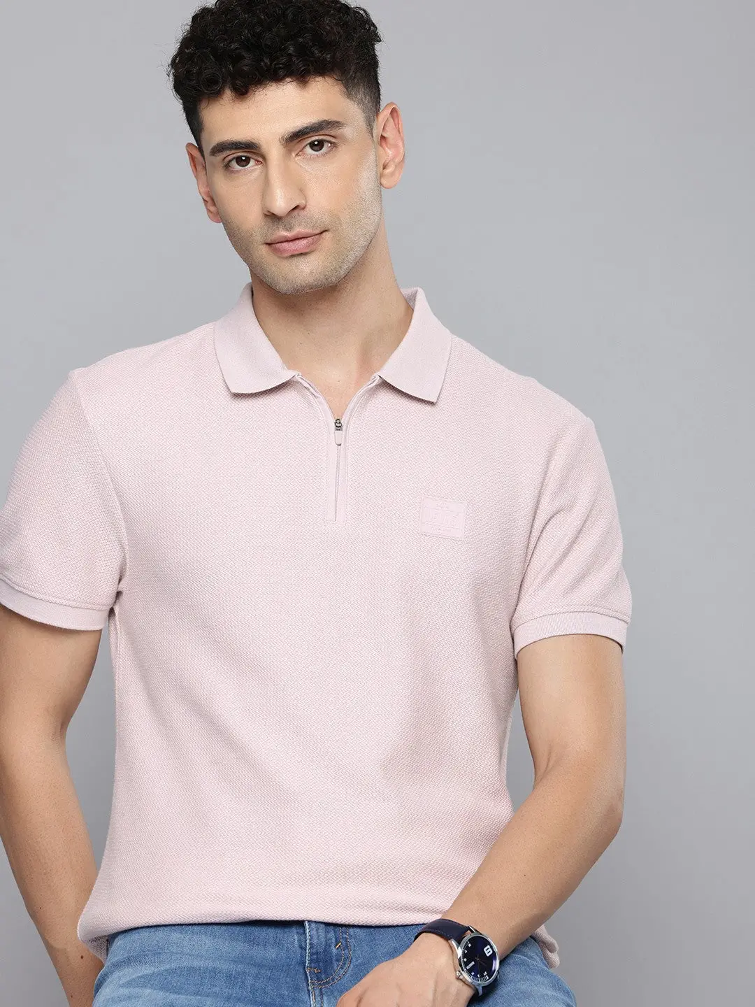 Men's Textured Slim Fit Polo T-Shirt 1