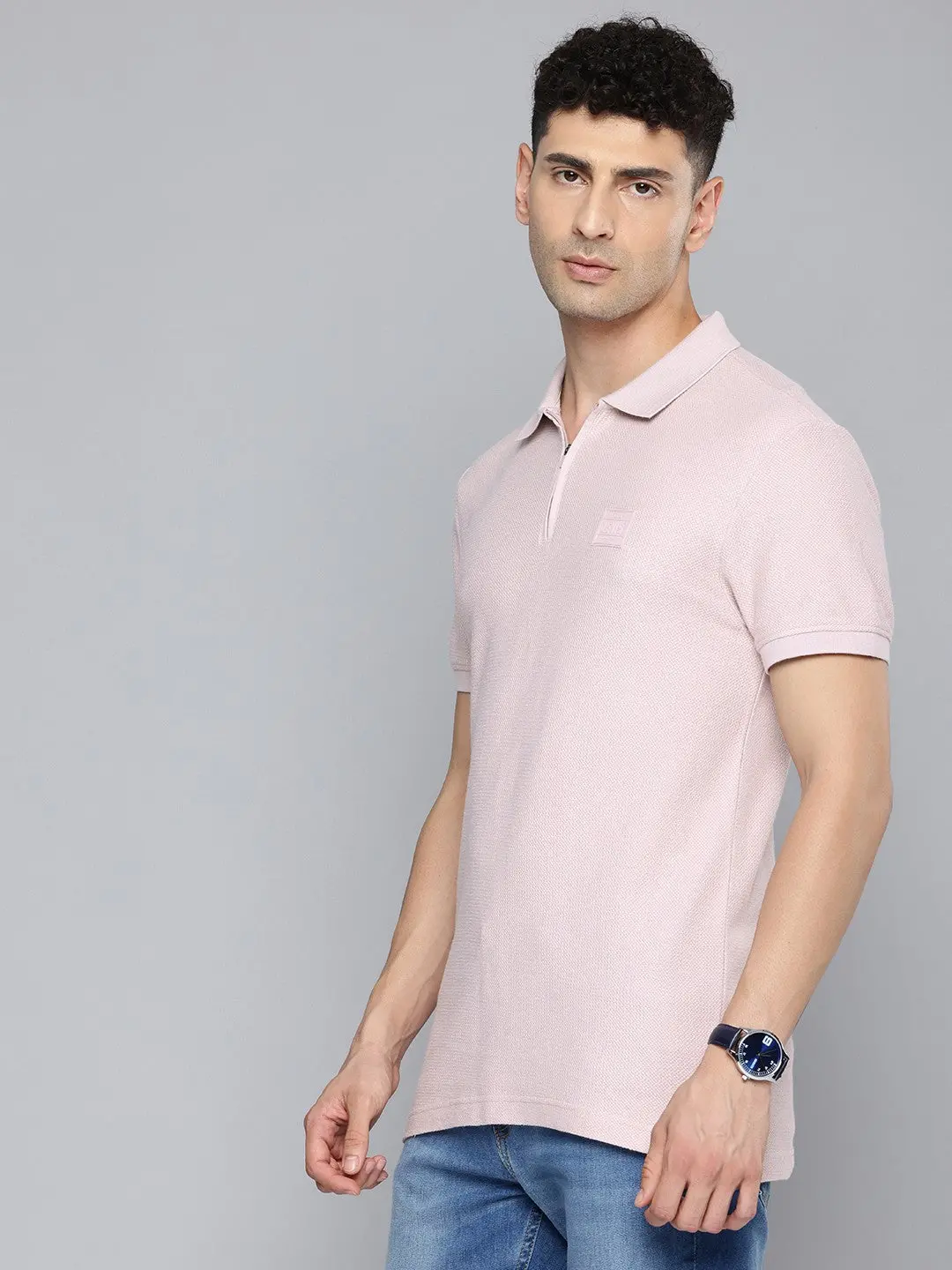 Men's Textured Slim Fit Polo T-Shirt 2