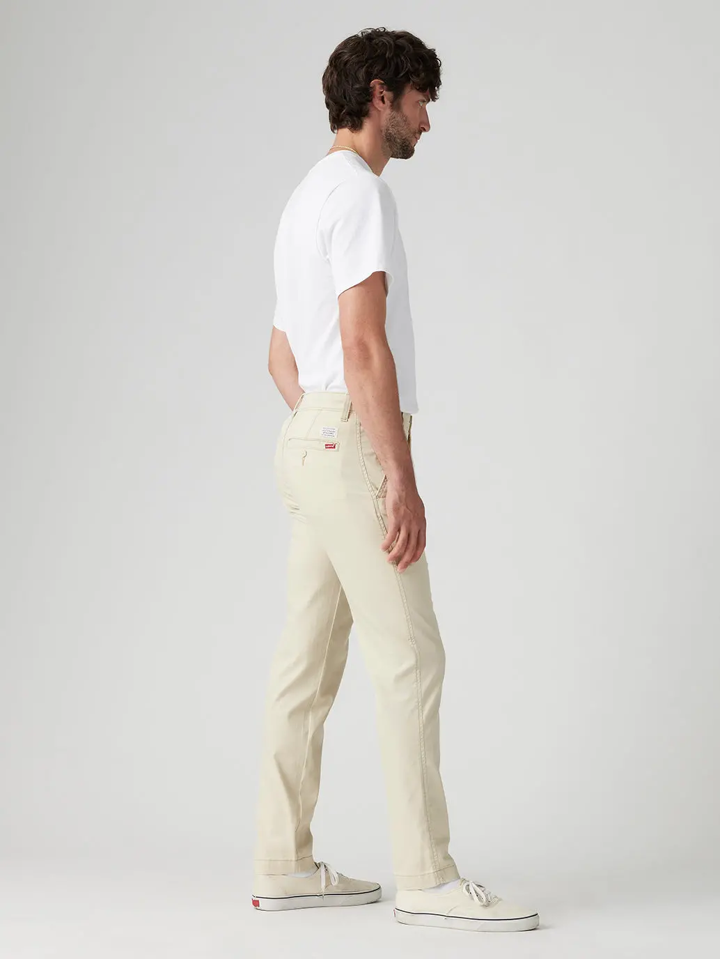 Men's Cream Regular Fit Chinos 5