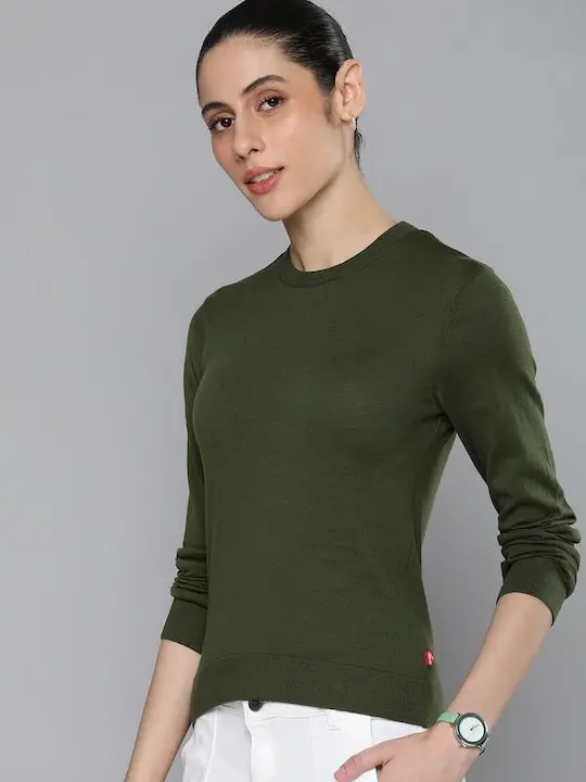 Women's Solid Crew Neck Sweater 1