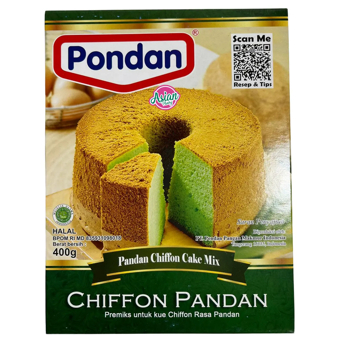 Pondan Pandan Chiffon Cake Mix 400G 1
