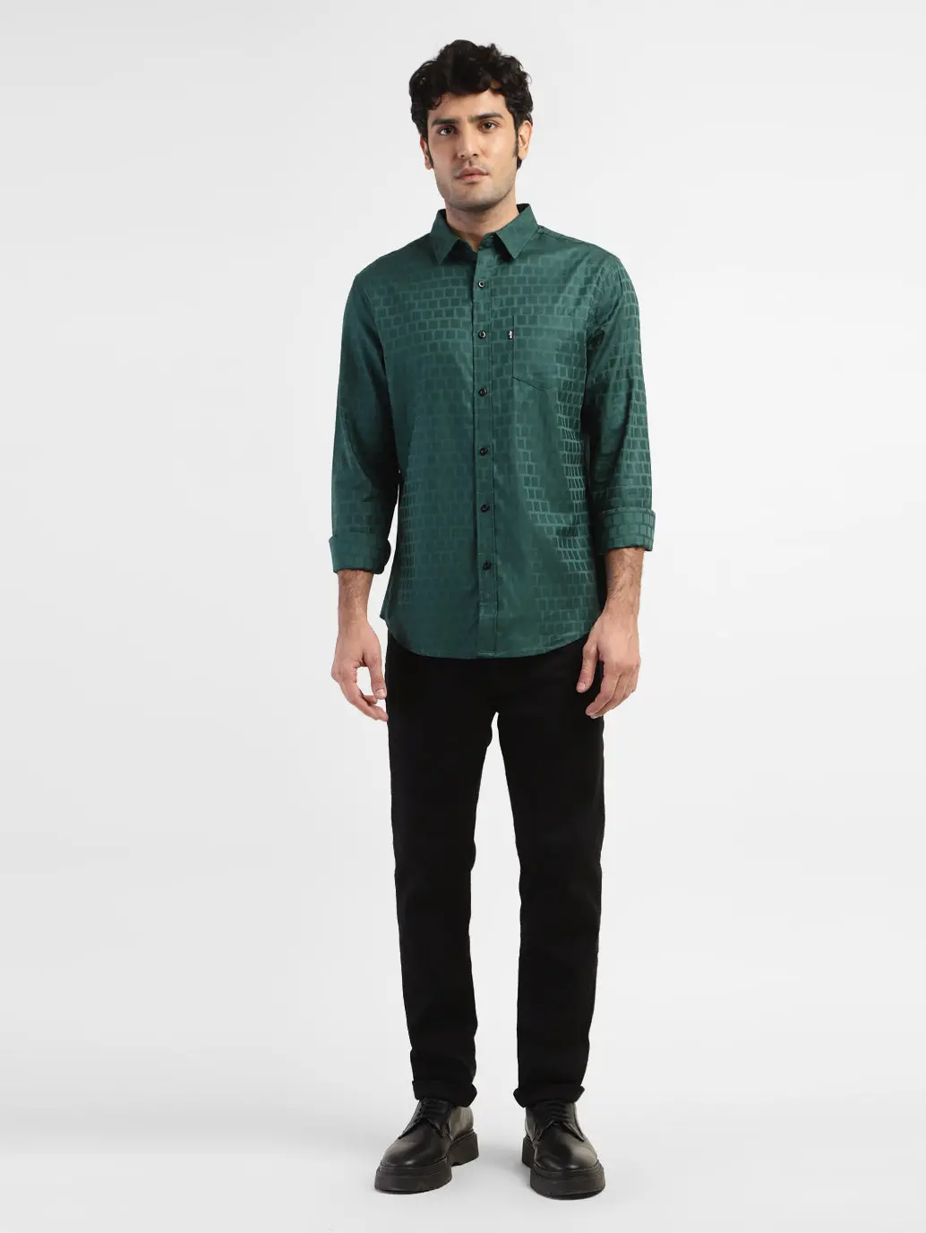 Men's Geometric Slim Fit Shirts 5