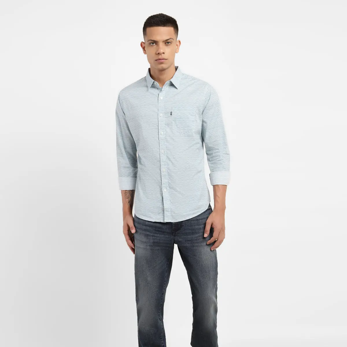 Men's Printed Spread Collar Shirt 1