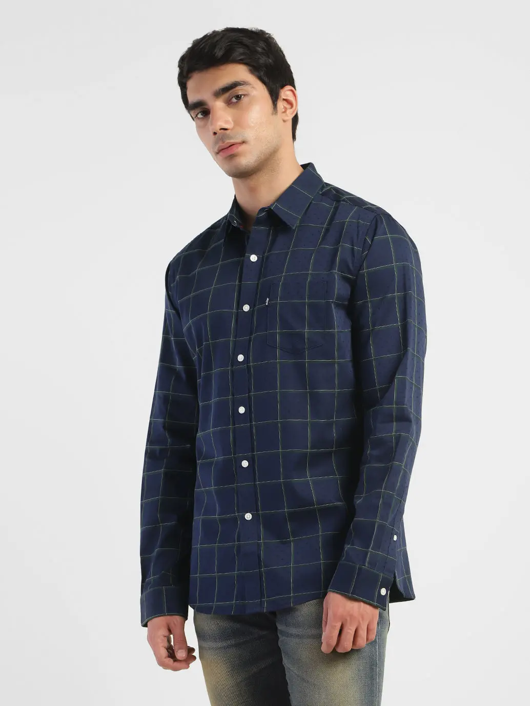 Men's Checkered Spread Collar Linen Shirt 4
