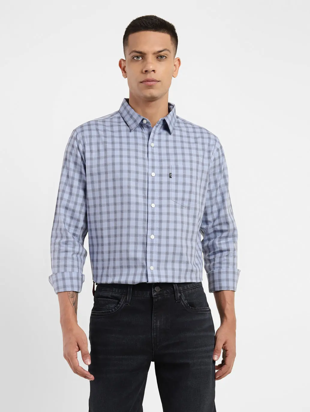 Men's Checkered Spread Collar Shirt 2