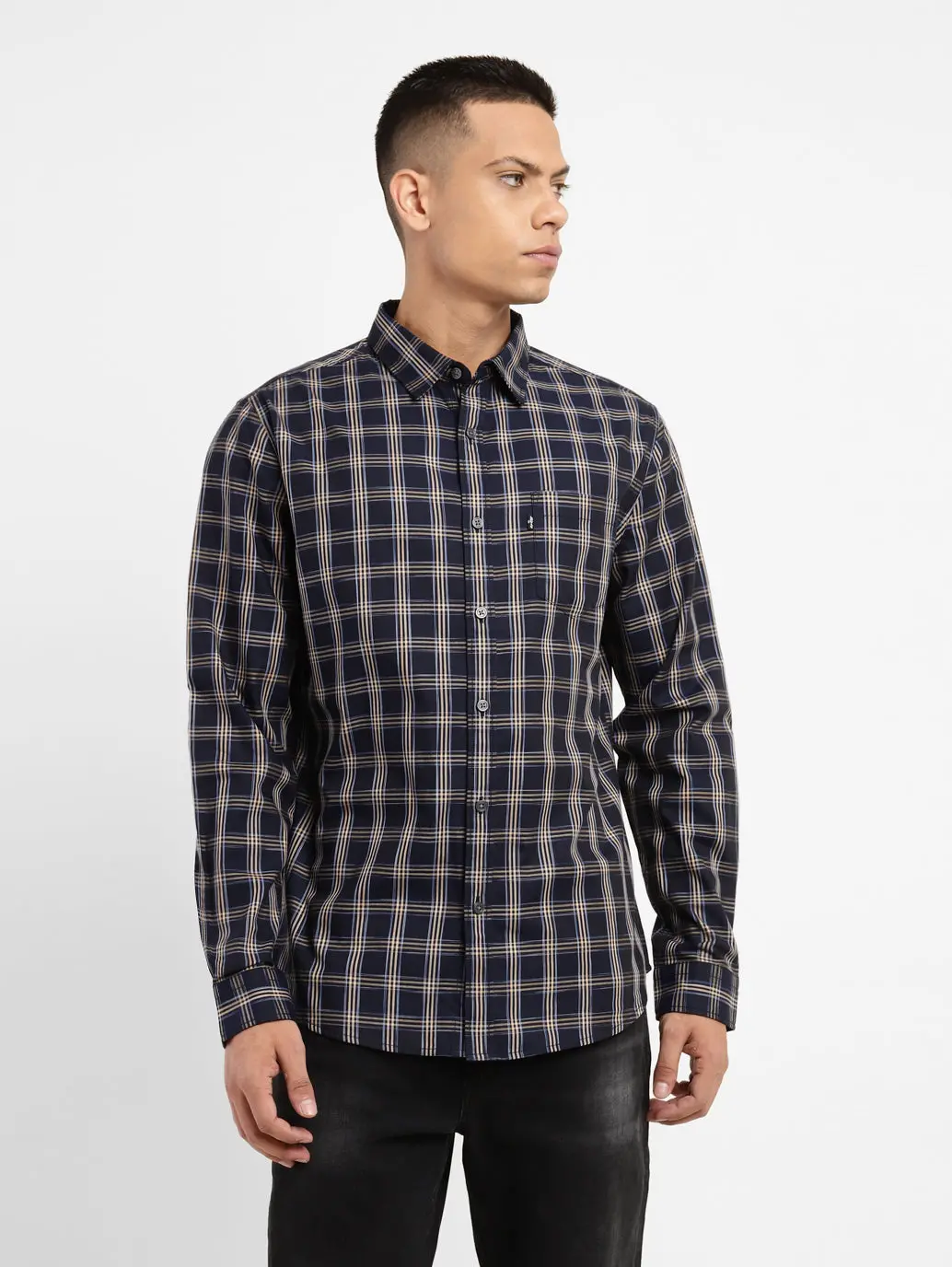Men's Checkered Spread Collar Shirt 1